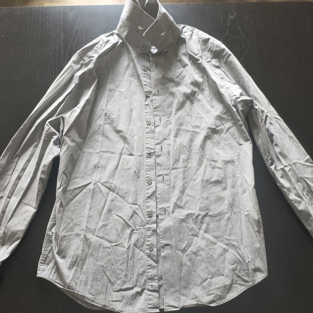 Express 1MX Dress Shirt Fitted Grey 15-15 1/2 Mens Medium